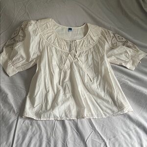 Old Navy White Blouse with Lace Sleeves